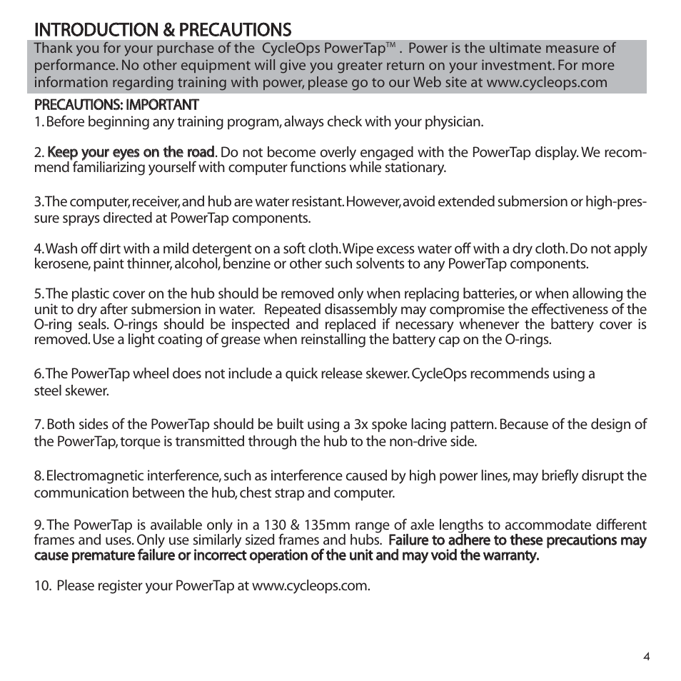 PowerTap SL User Manual | Page 4 / 39