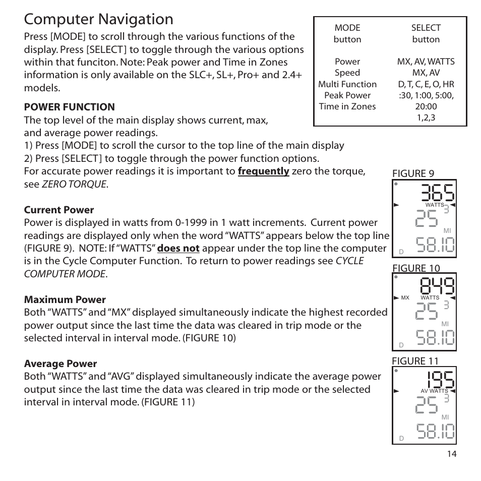 I95 25, Computer navigation | PowerTap SLC+ User Guide User Manual | Page 14 / 44