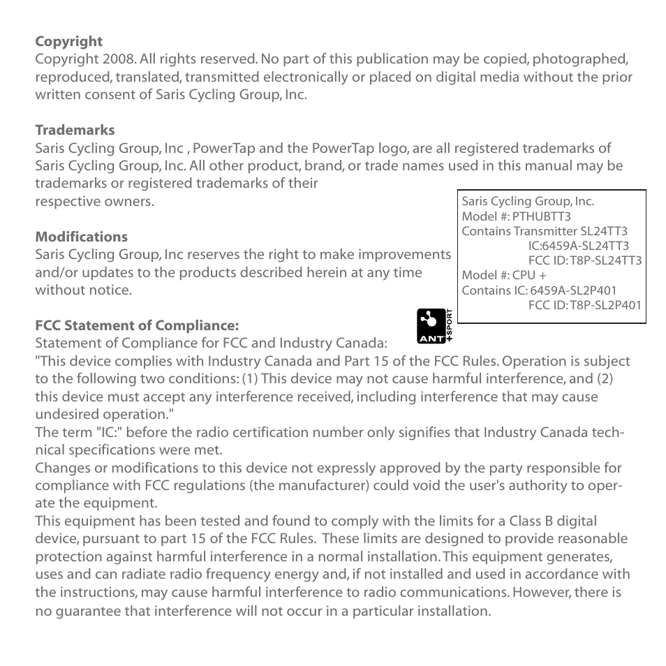 PowerTap SLC+ User Guide User Manual | Page 2 / 44