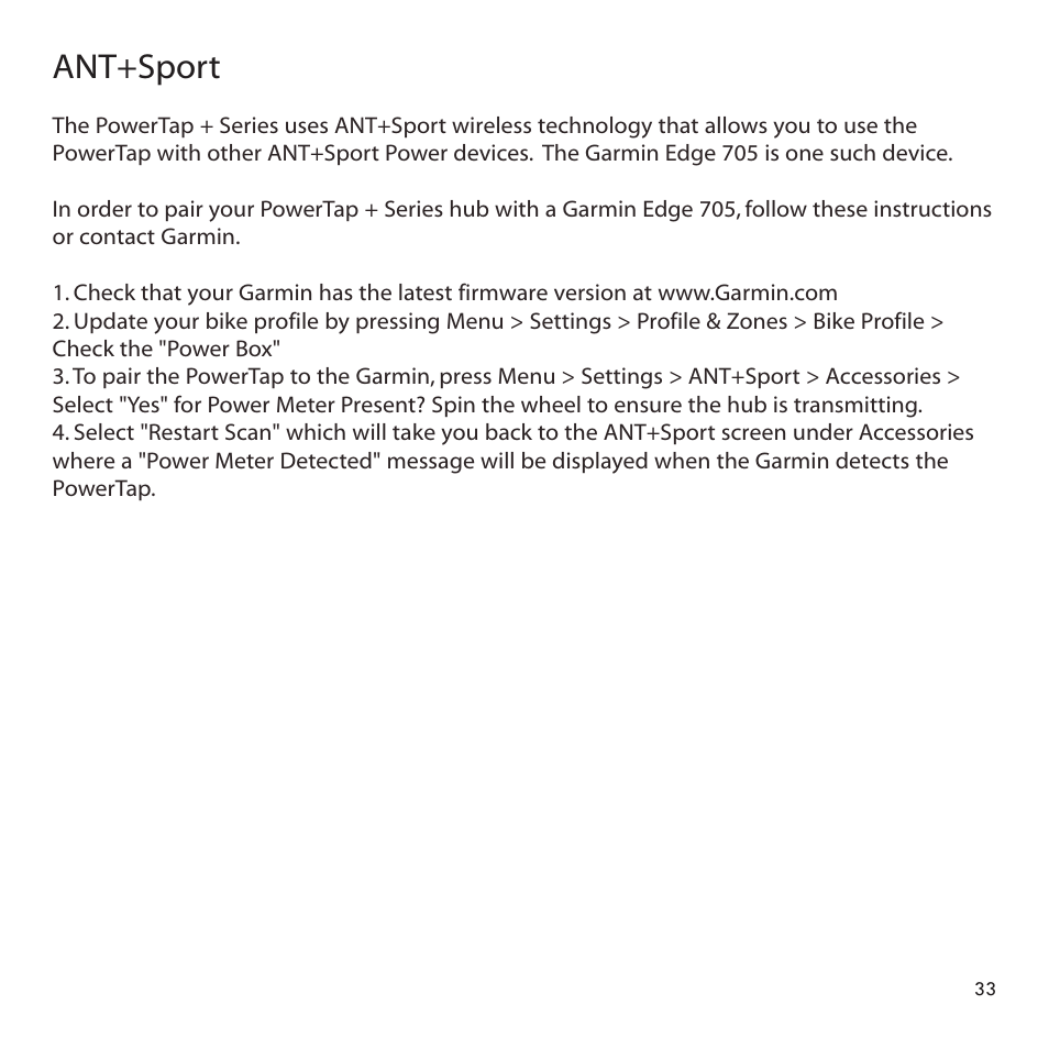 Ant+sport | PowerTap SLC+ User Guide User Manual | Page 33 / 44