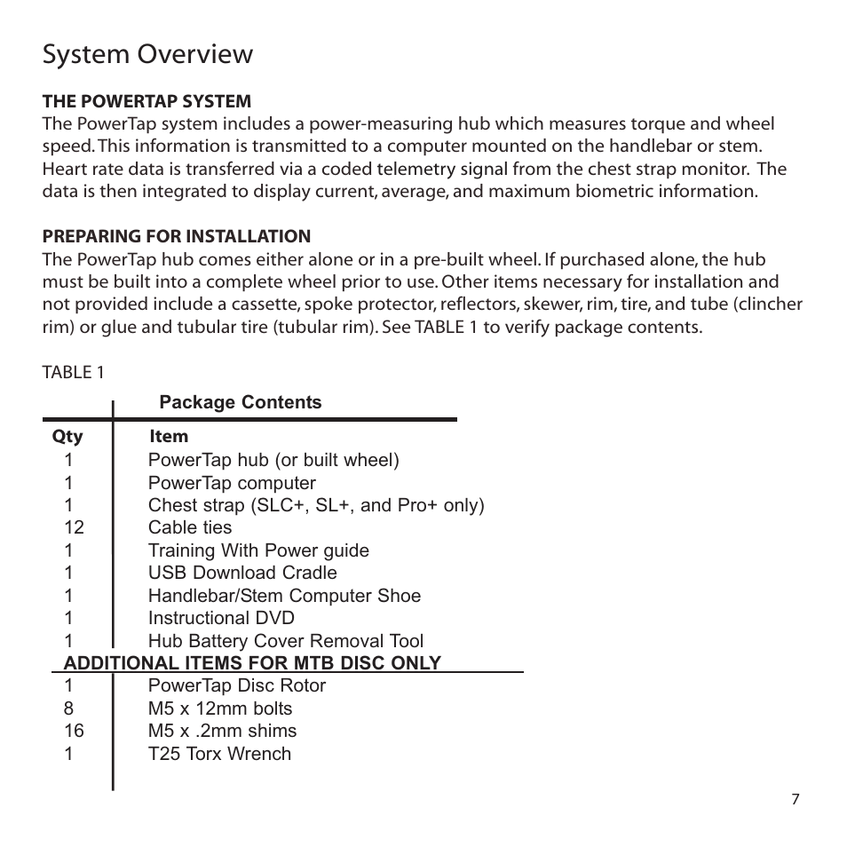 System overview | PowerTap SLC+ User Guide User Manual | Page 7 / 44