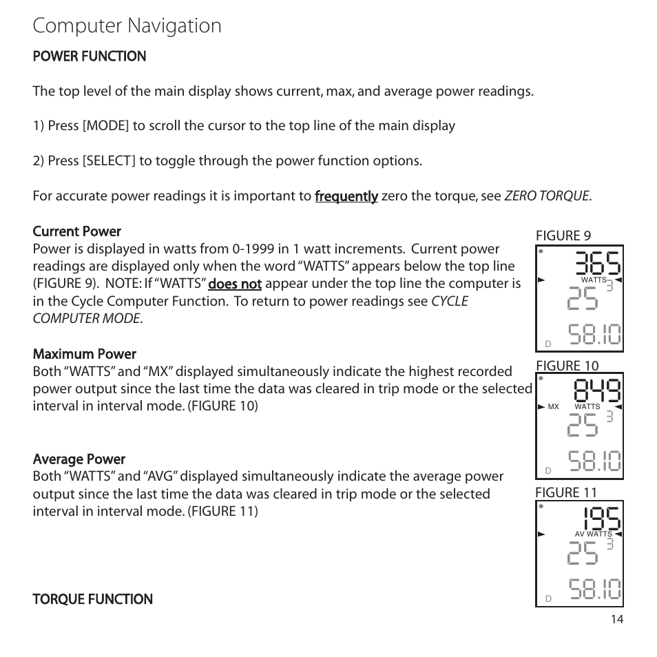 I95 25, Computer navigation | PowerTap SL 2.4 User Manual | Page 14 / 45