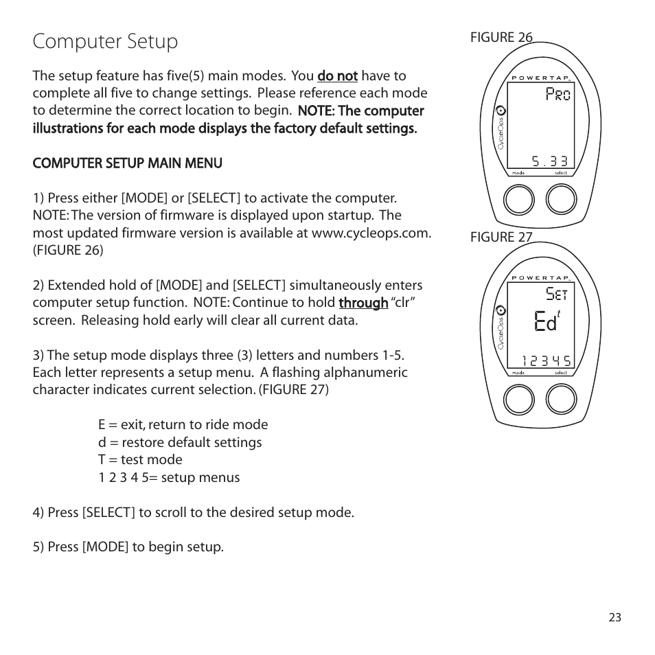 Computer setup | PowerTap SL 2.4 User Manual | Page 23 / 45