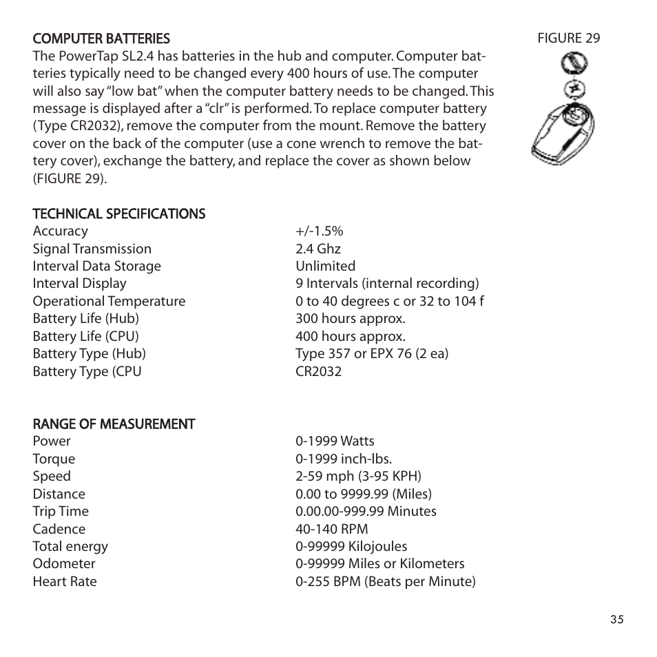 PowerTap SL 2.4 User Manual | Page 35 / 45