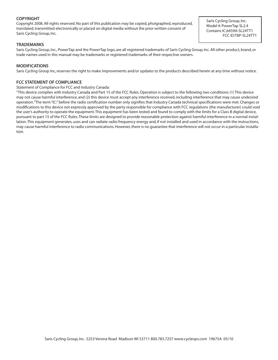 PowerTap SL+ Track Hub User Manual | Page 3 / 3