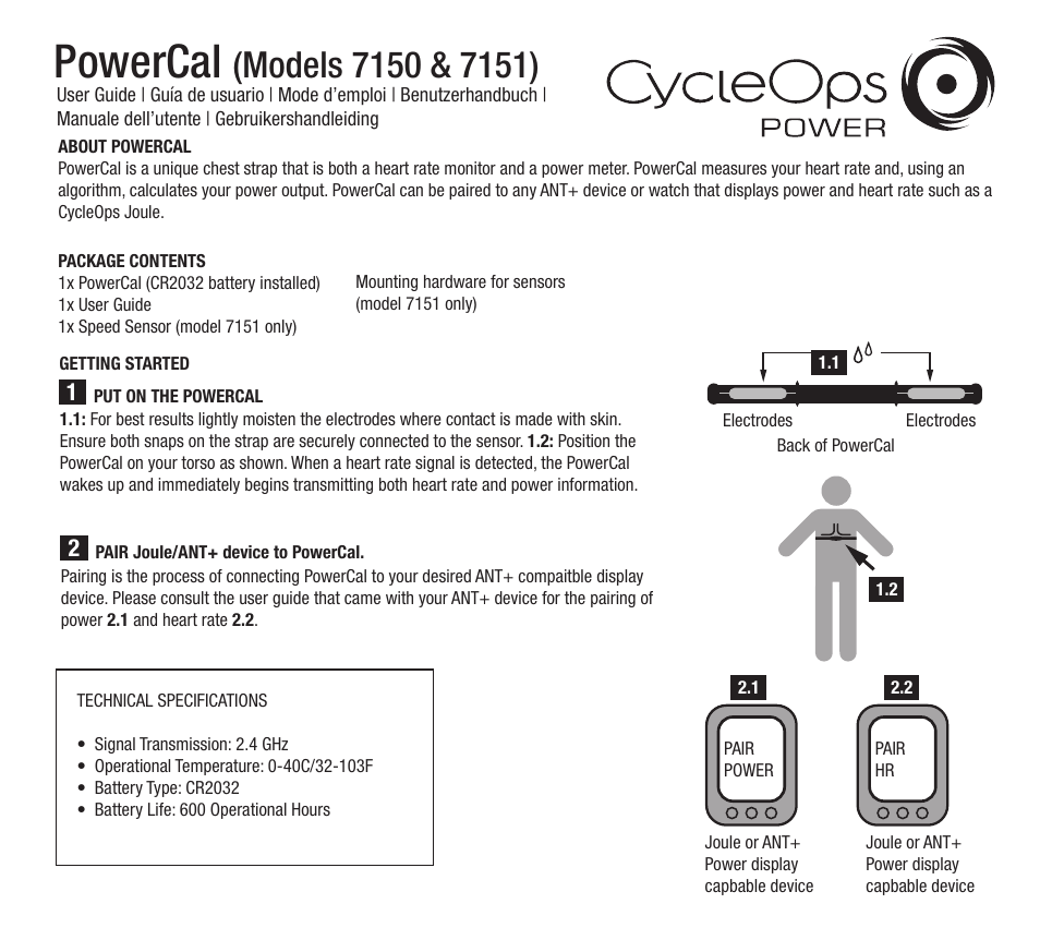 PowerTap PowerCal 2012 User Manual | 12 pages