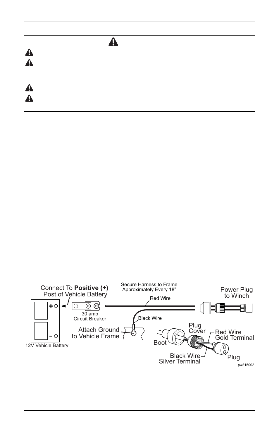 Warnings | Powerwinch 315 User Manual | Page 6 / 14