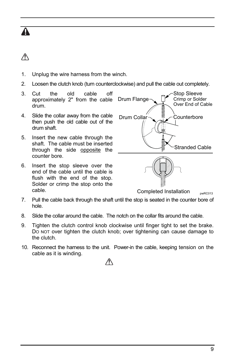 Warning, Caution | Powerwinch RC 30 User Manual | Page 11 / 20