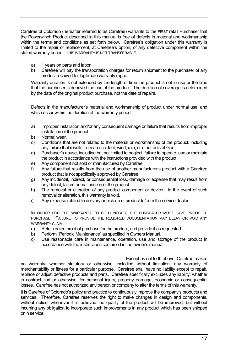 Arranty | Powerwinch RC 30 User Manual | Page 19 / 20