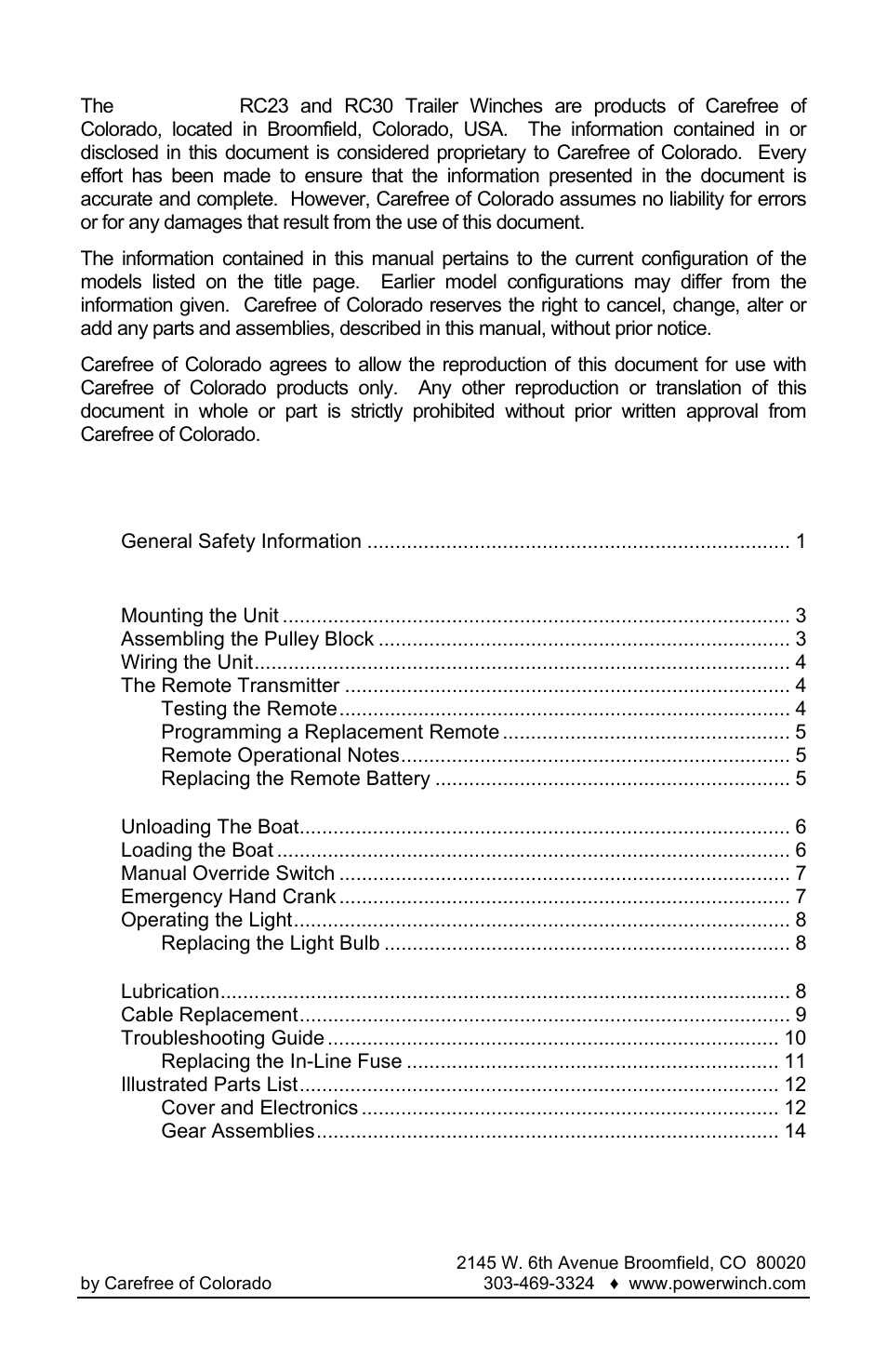 Powerwinch RC 30 User Manual | Page 2 / 20