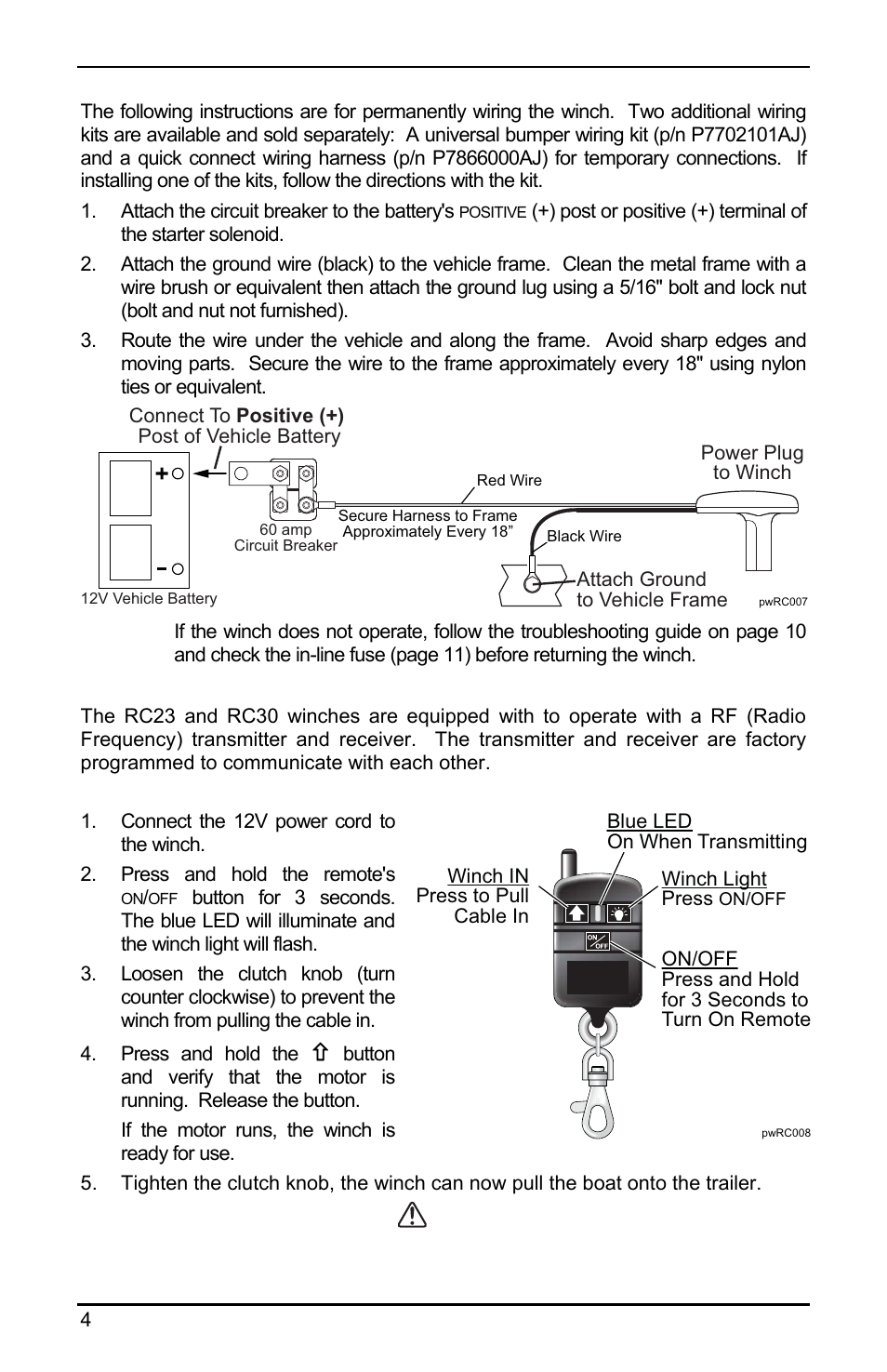 Caution | Powerwinch RC 30 User Manual | Page 6 / 20