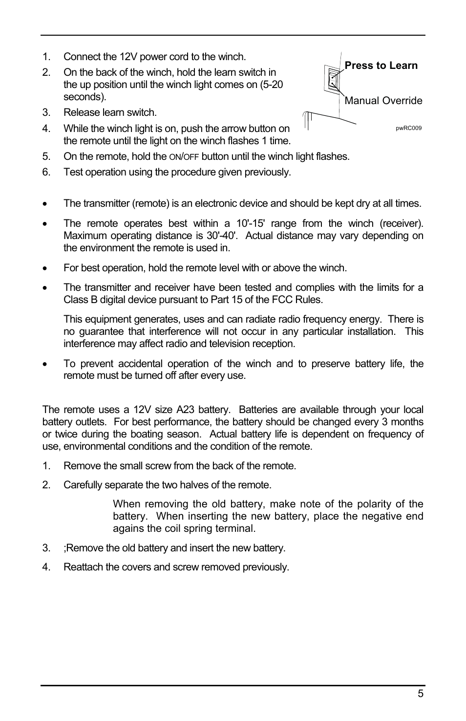 Powerwinch RC 30 User Manual | Page 7 / 20