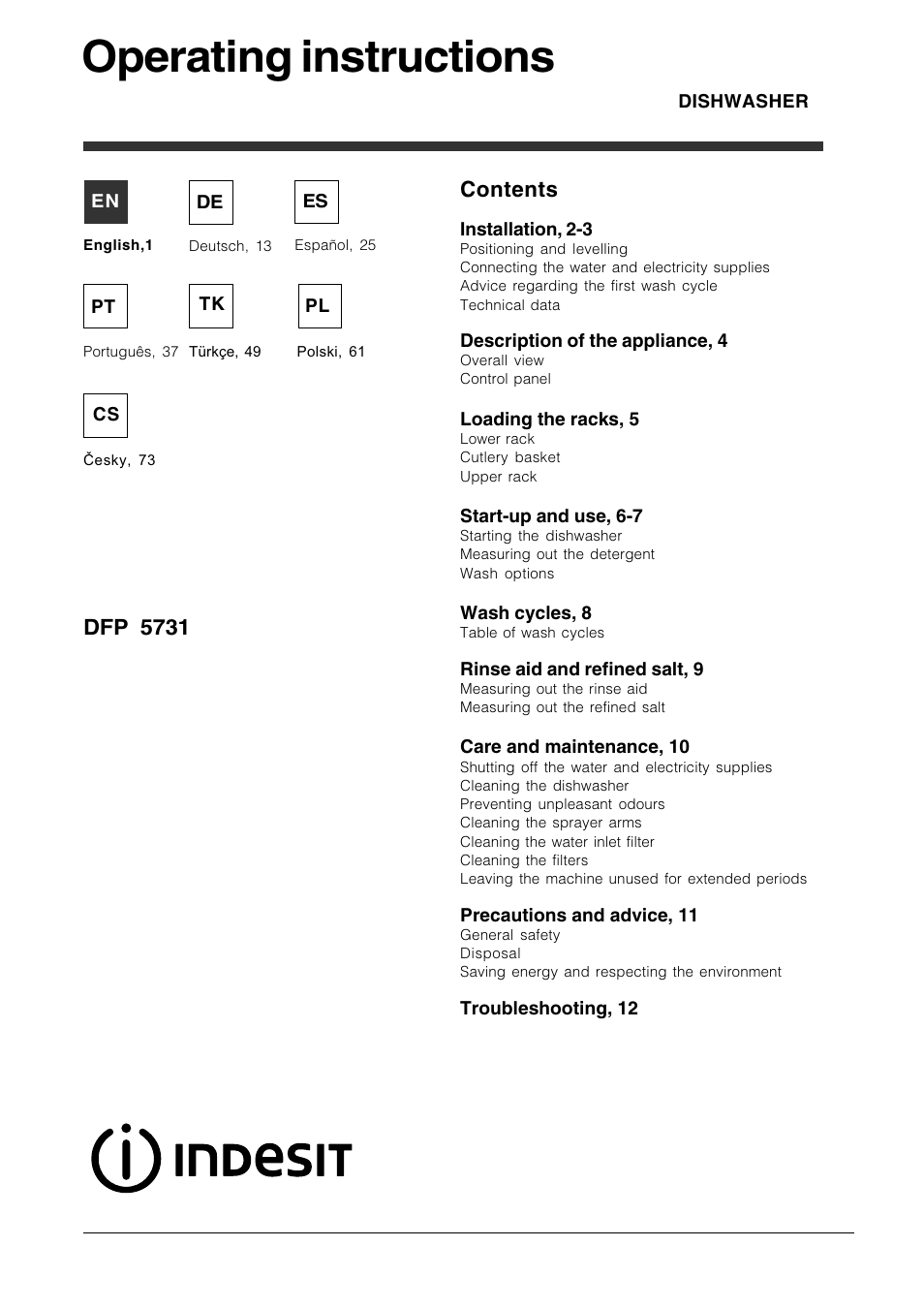 Indesit DFP 5731 NX User Manual | 84 pages