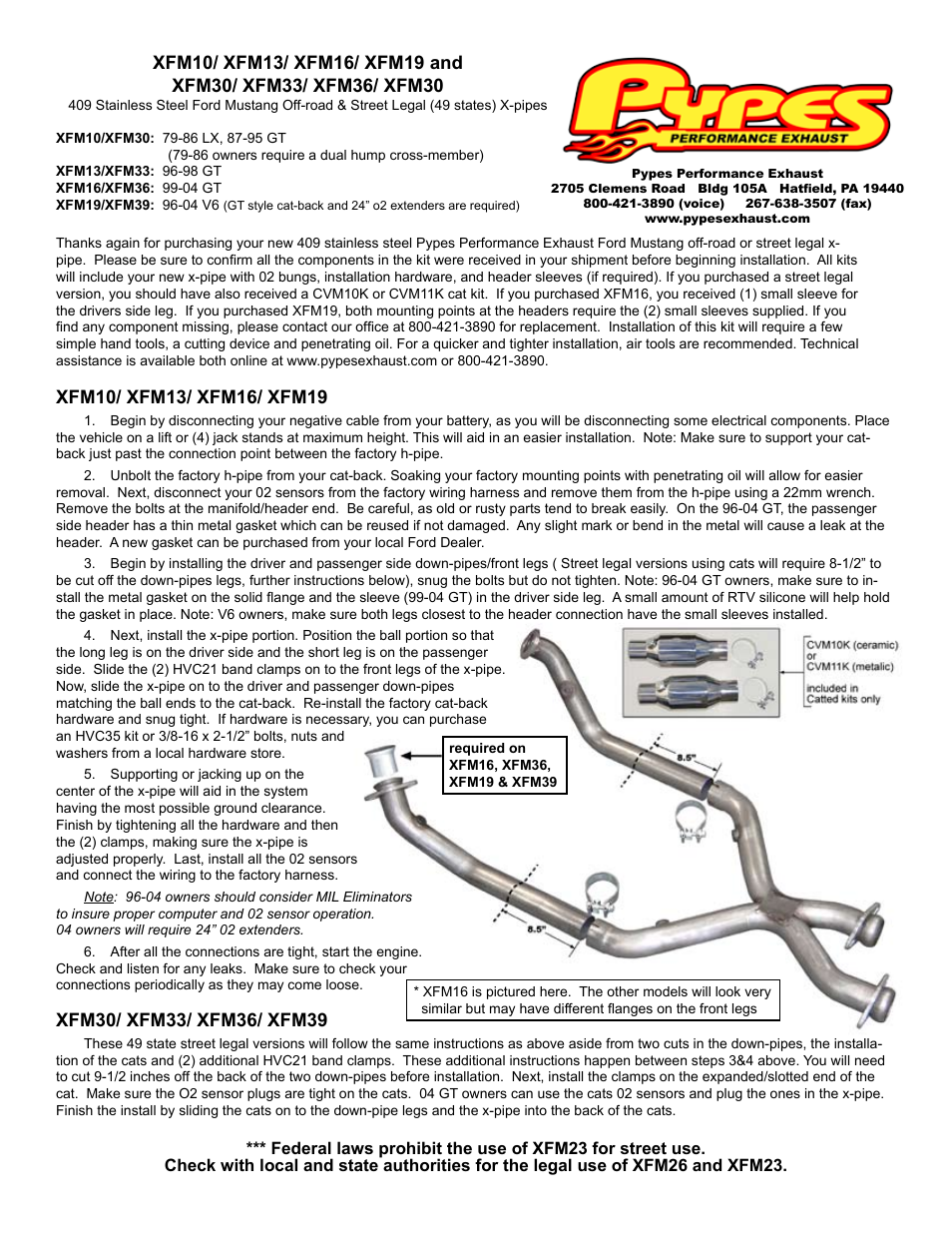 Pypes Performance Exhaust XFM39 User Manual | 1 page