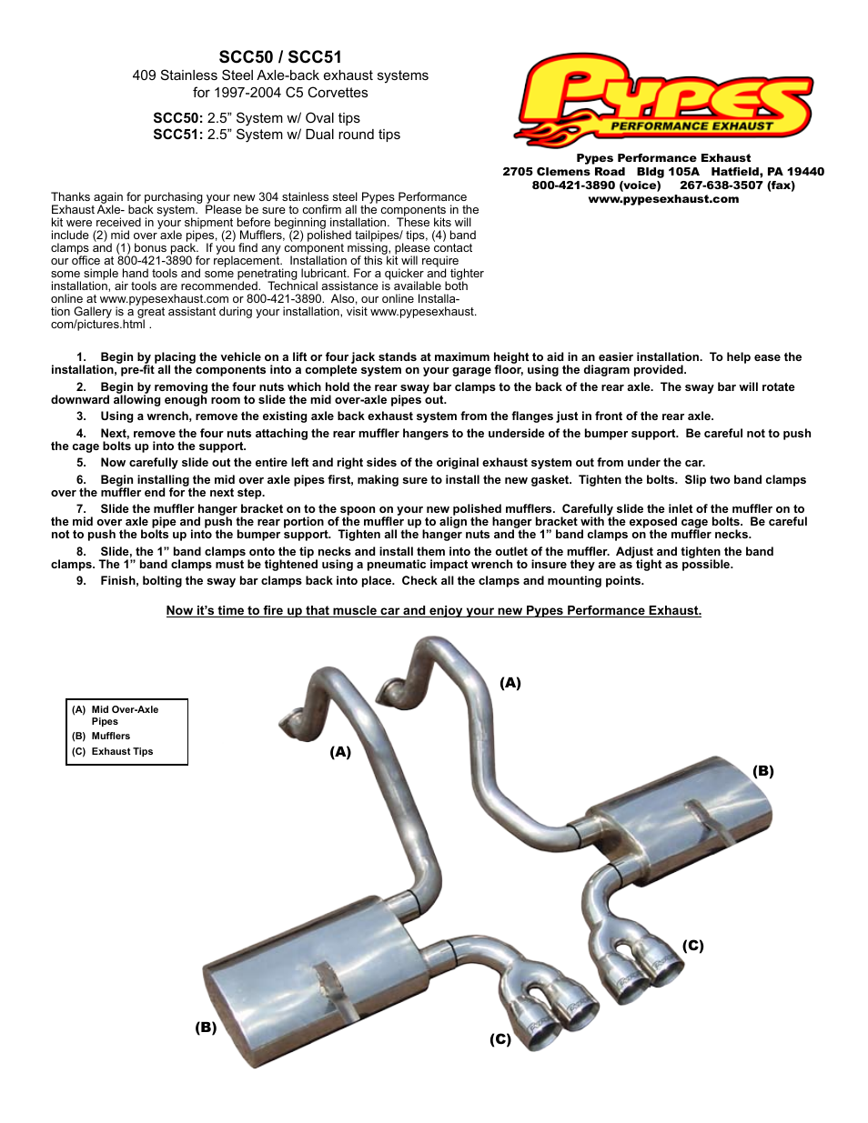 Pypes Performance Exhaust SCC51 User Manual | 1 page
