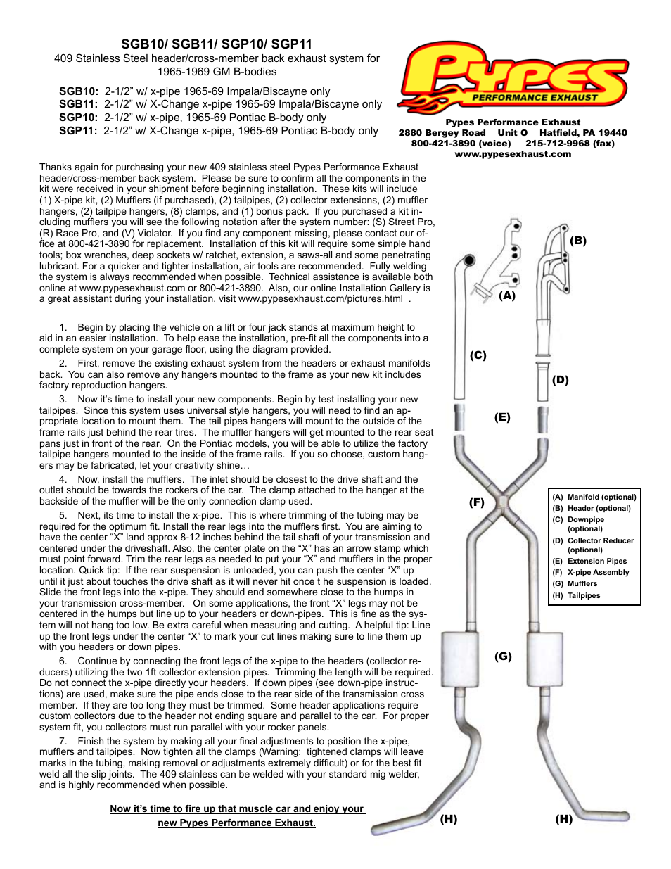 Pypes Performance Exhaust SGP10 User Manual | 1 page