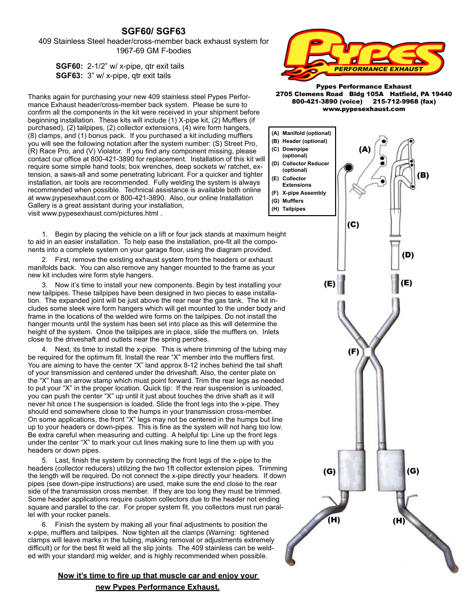 Pypes Performance Exhaust SGF63 User Manual | 1 page