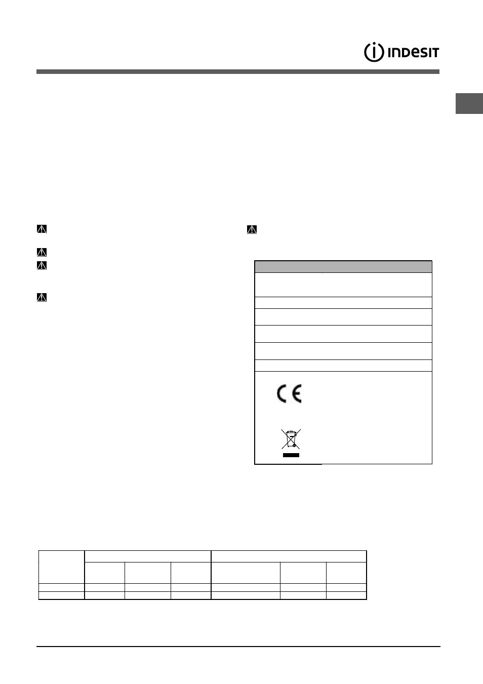 Advertencias para el primer lavado | Indesit DSG 573 User Manual | Page 63 / 84