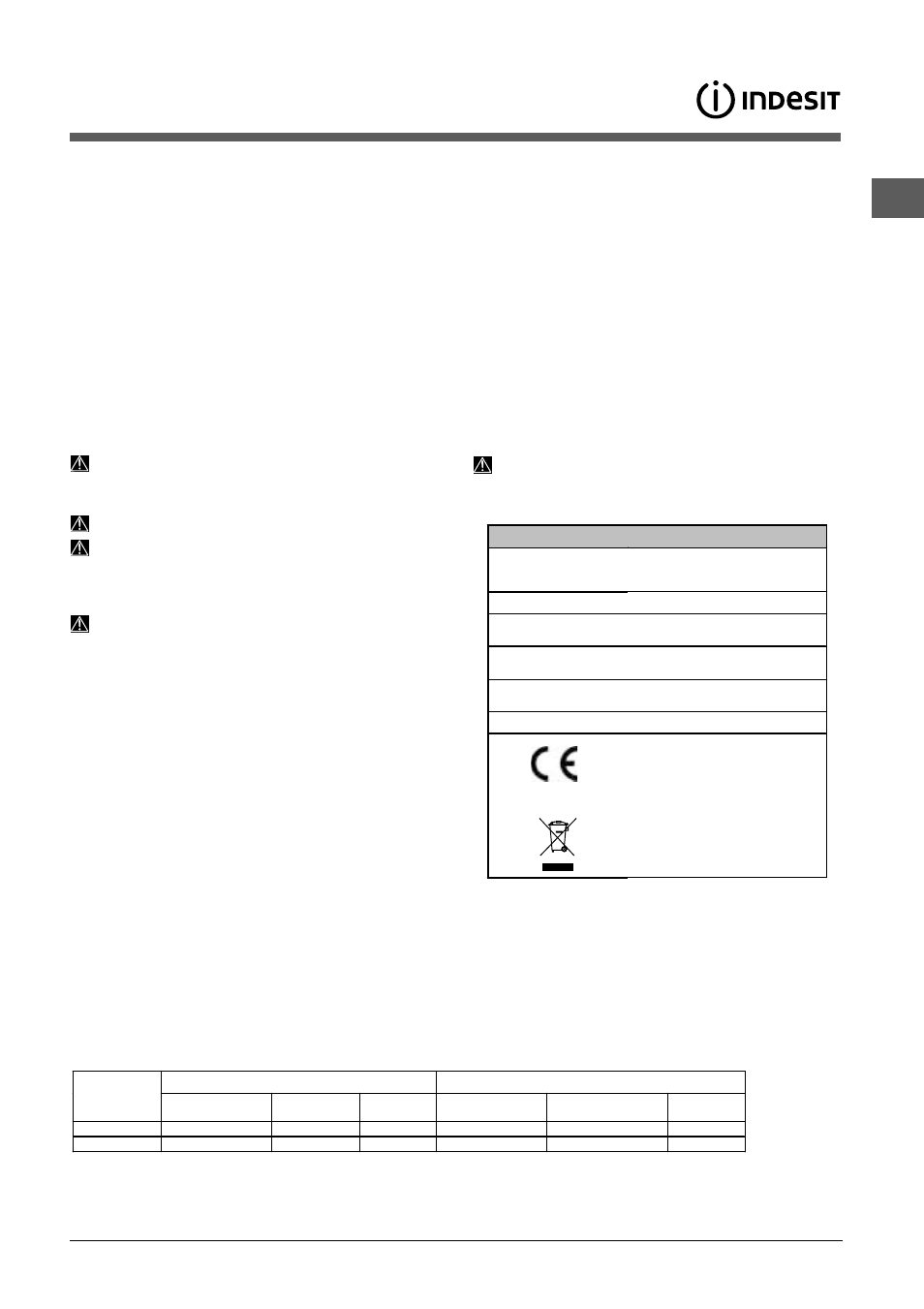 Advertências para a primeira lavagem | Indesit DSG 573 User Manual | Page 75 / 84