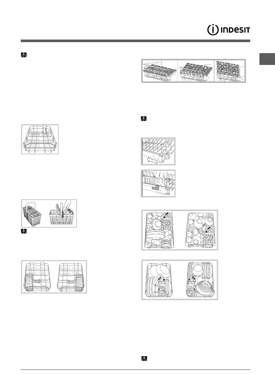 Carregar os cestos, Cesto inferior, Cesto dos talheres | Cesto superior | Indesit DSG 573 User Manual | Page 77 / 84