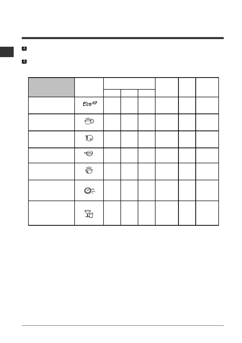 Programmi | Indesit DSG 573 User Manual | Page 8 / 84