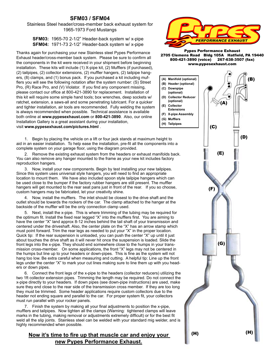 Pypes Performance Exhaust SFM04 User Manual | 1 page