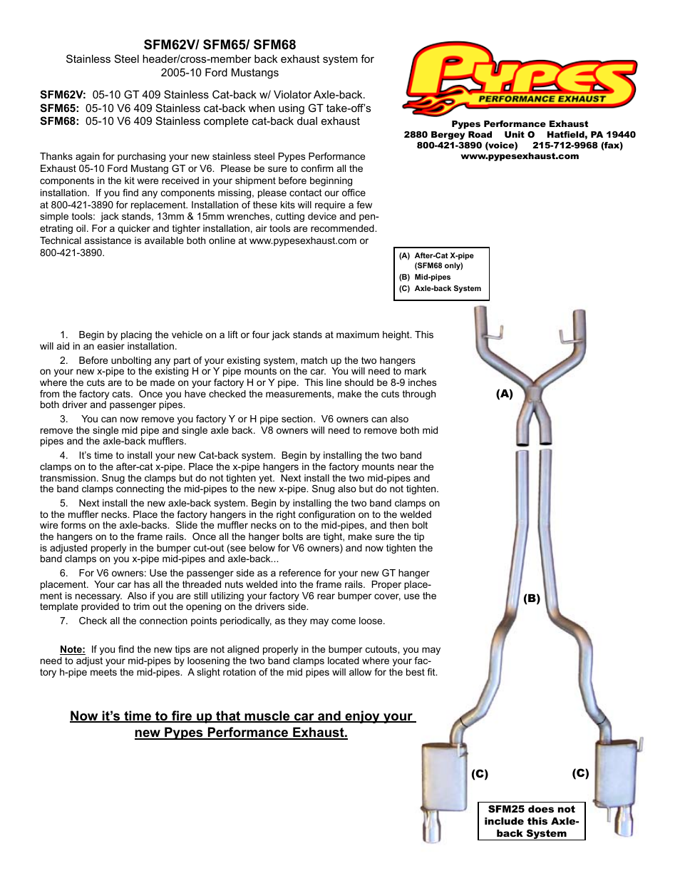 Pypes Performance Exhaust SFM68 User Manual | 1 page