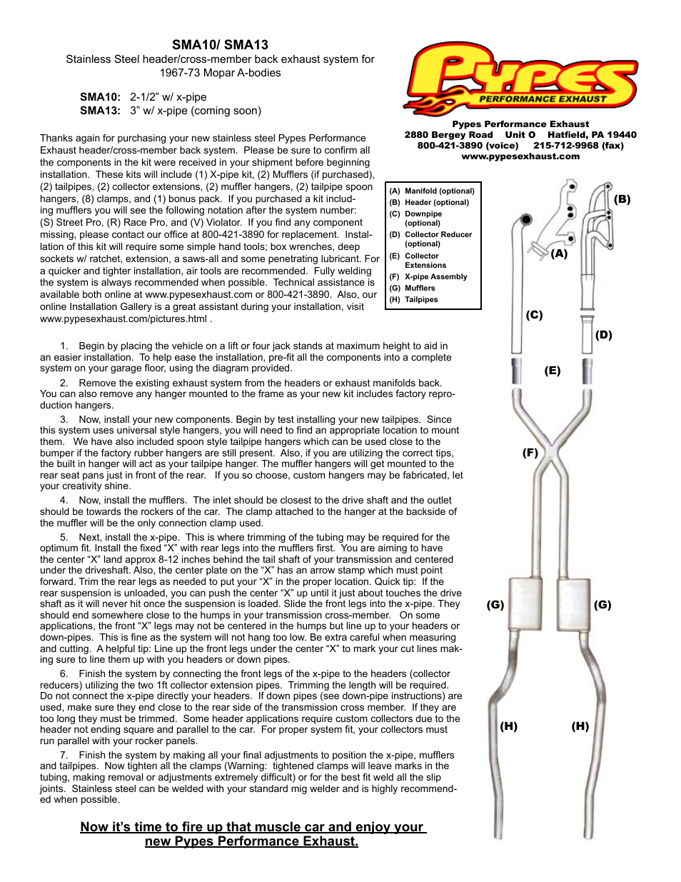 Pypes Performance Exhaust SMA13 User Manual | 1 page