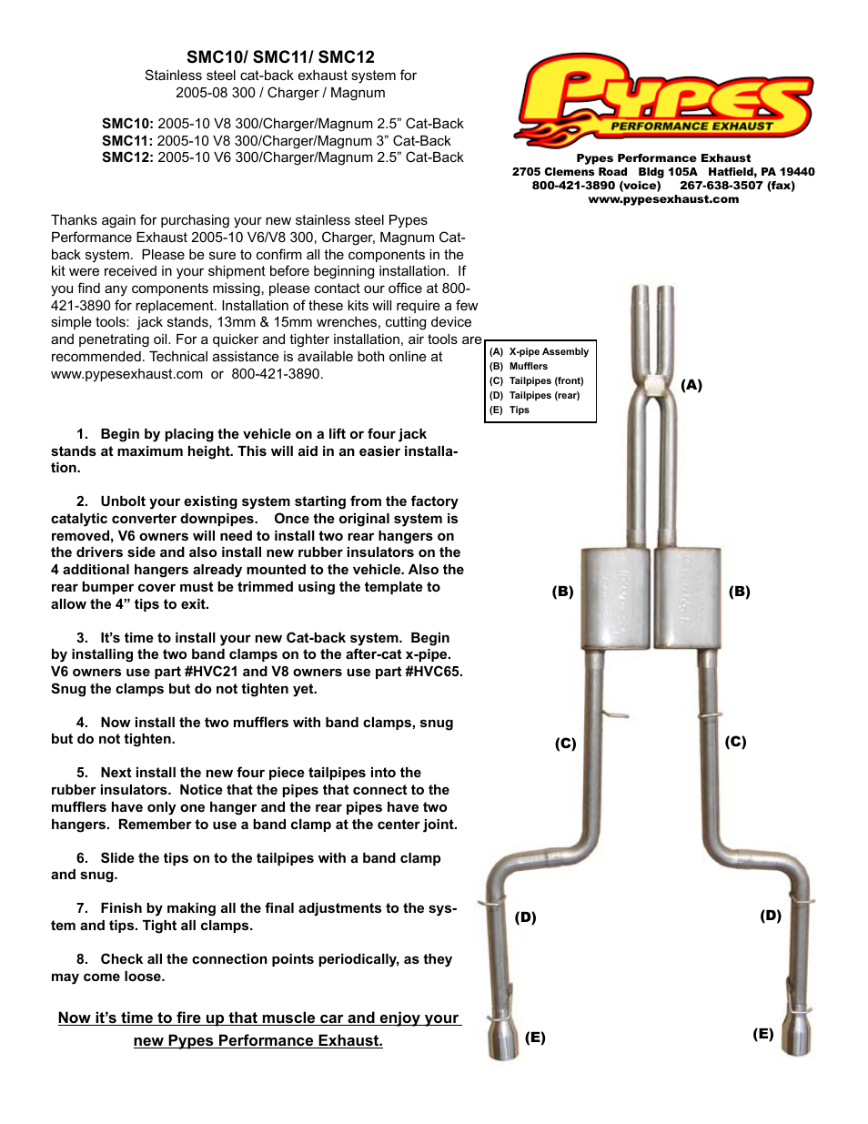 Pypes Performance Exhaust SMC12 User Manual | 2 pages