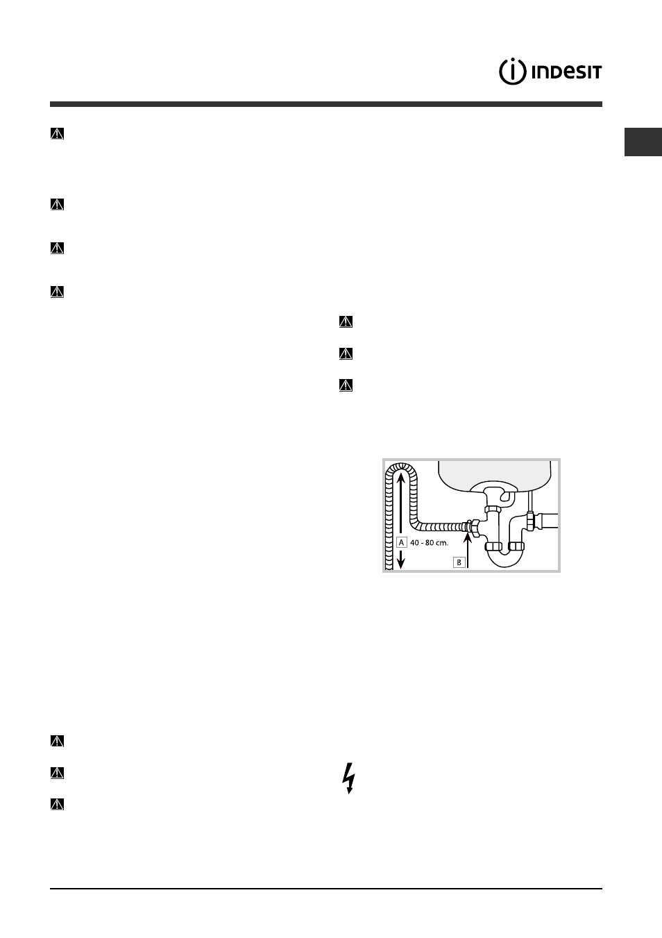 Installation, Positioning and levelling, Connecting the water and electricity supplies | Indesit DIS 16 A User Manual | Page 13 / 80