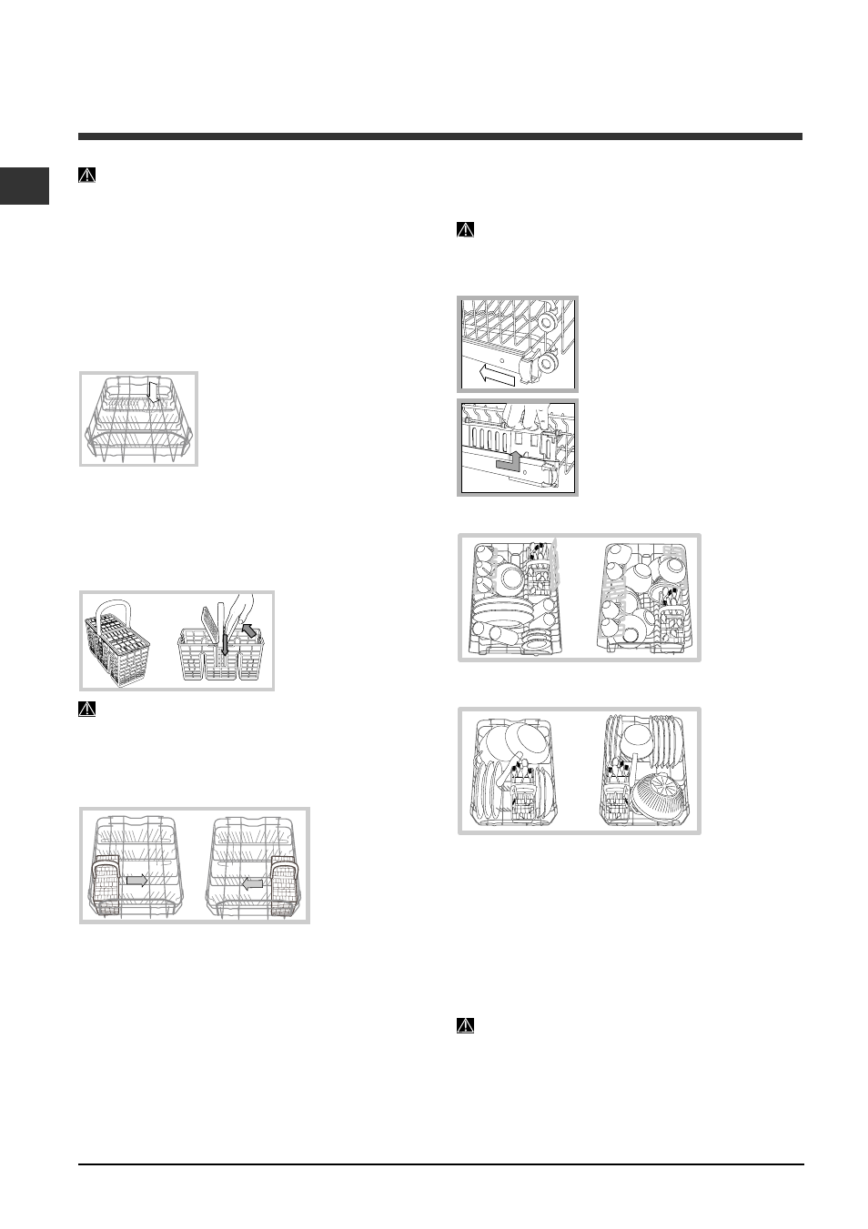Loading the racks, Lower rack, Cutlery basket | Upper rack | Indesit DIS 16 A User Manual | Page 16 / 80