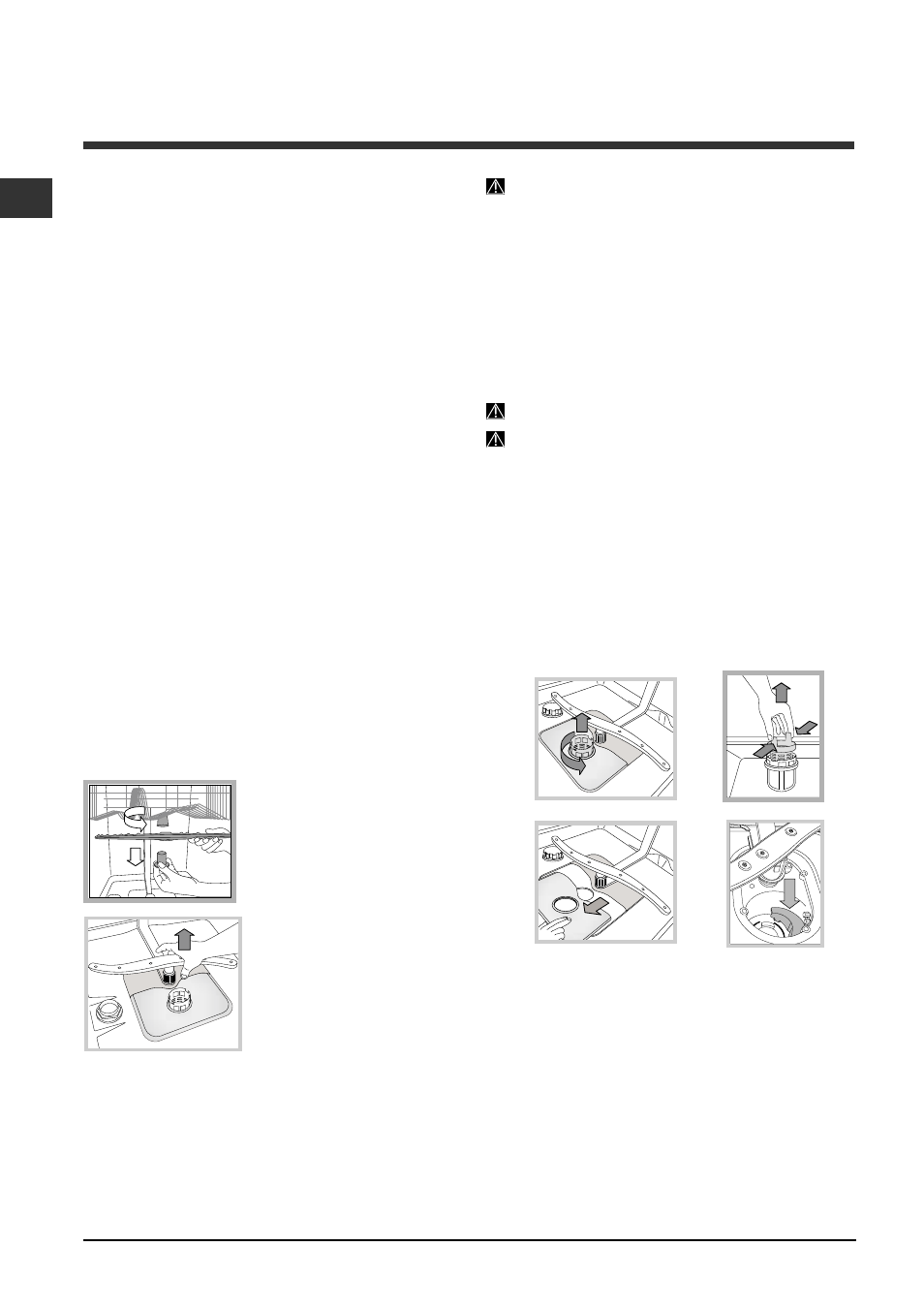 Care and maintenance, Shutting off the water and electricity supplies, Cleaning the dishwasher | Preventing unpleasant odours, Cleaning the sprayer arms, Cleaning the water inlet filter, Cleaning the filters, Leaving the machine unused for extended periods | Indesit DIS 16 A User Manual | Page 20 / 80