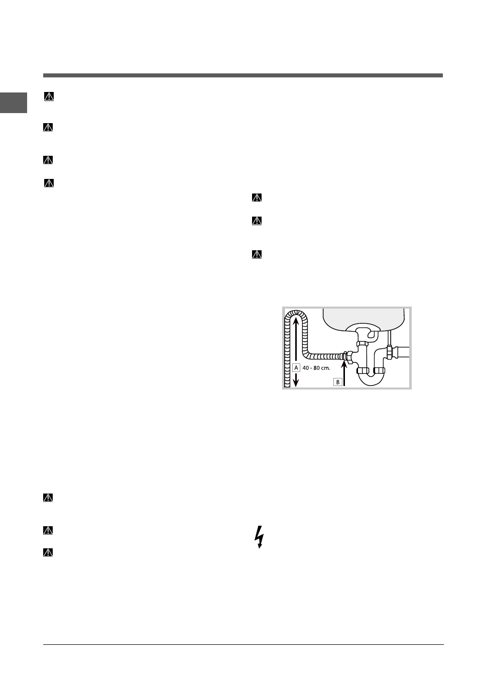 Installation, Mise en place et mise à niveau, Raccordements eau et électricité | Indesit DIS 16 A User Manual | Page 24 / 80