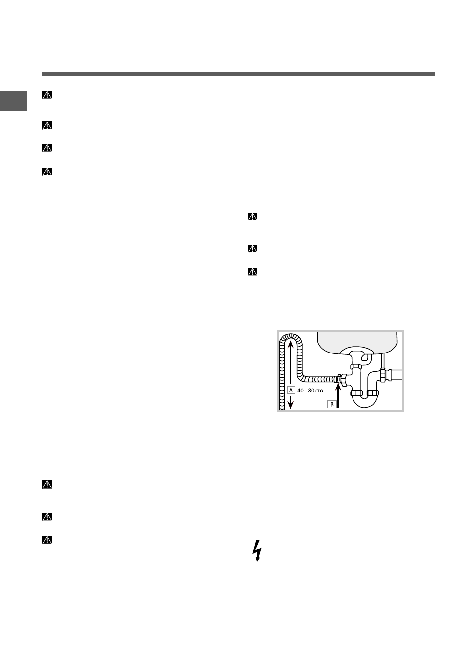 Installatie, Plaatsing en waterpas zetten, Hydraulische en elektrische aansluitingen | Indesit DIS 16 A User Manual | Page 46 / 80