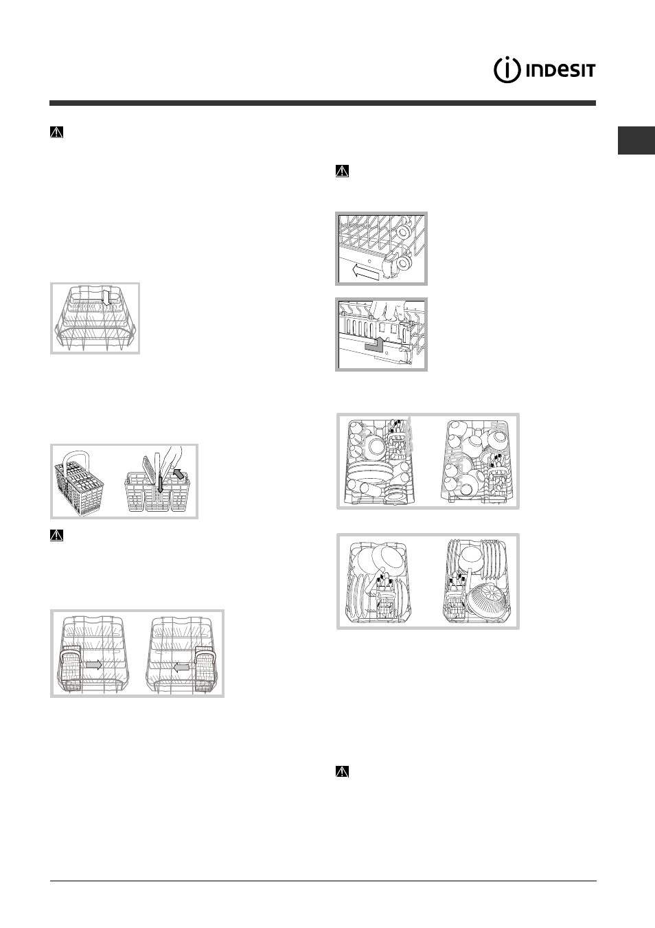 Caricare i cestelli, Cesto inferiore, Cestino delle posate | Cesto superiore | Indesit DIS 16 A User Manual | Page 5 / 80