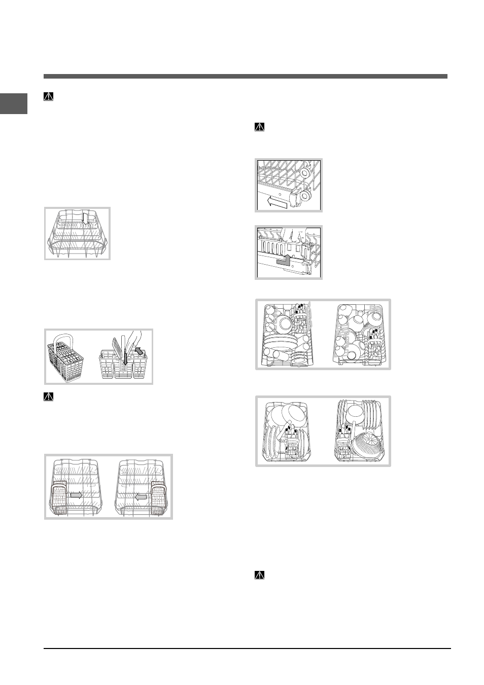Cargar los cestos, Cesto inferior, Cesto de los cubiertos | Cesto superior | Indesit DIS 16 A User Manual | Page 60 / 80