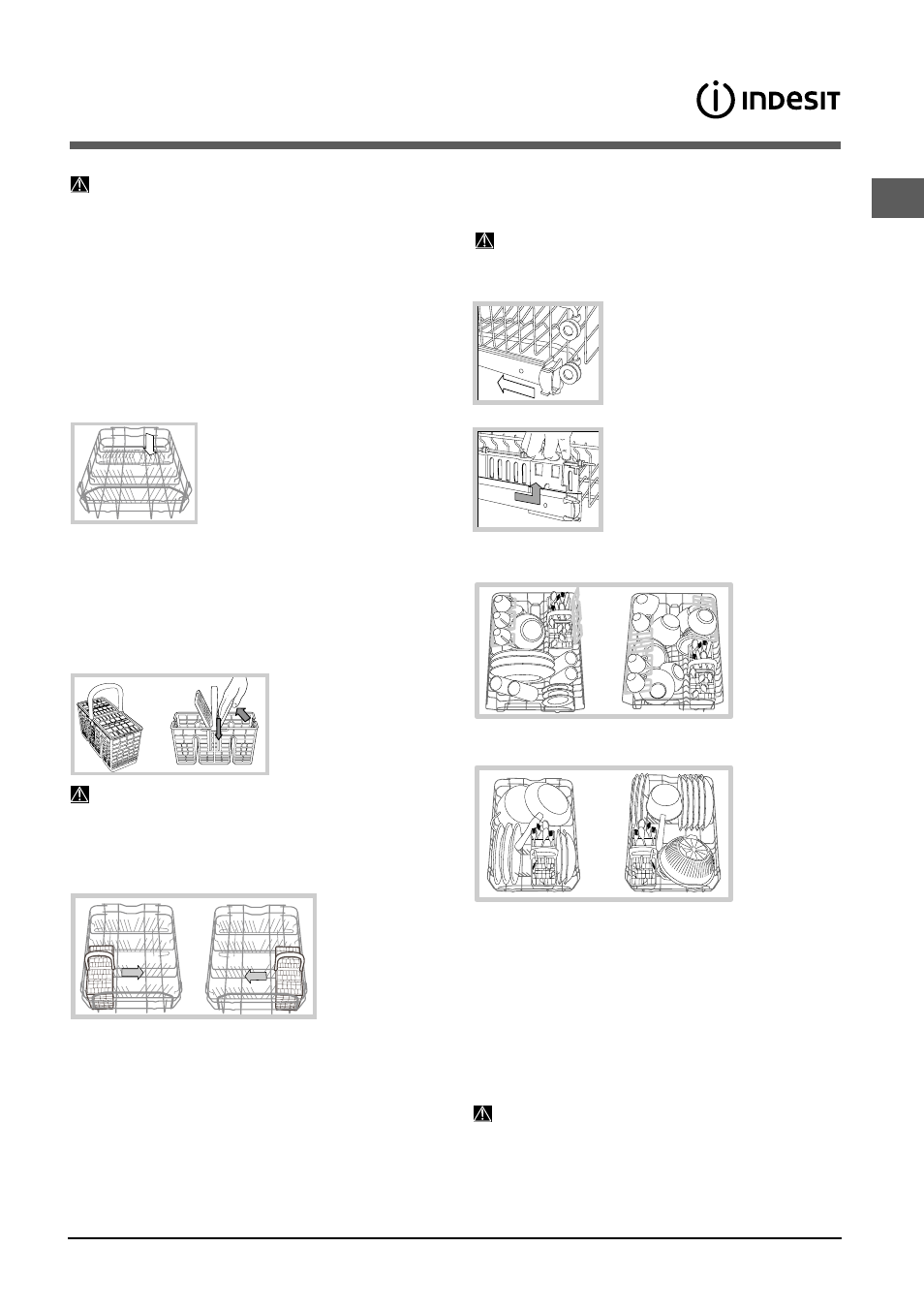 Carregar os cestos, Cesto inferior, Cesto dos talheres | Cesto superior | Indesit DIS 16 A User Manual | Page 71 / 80