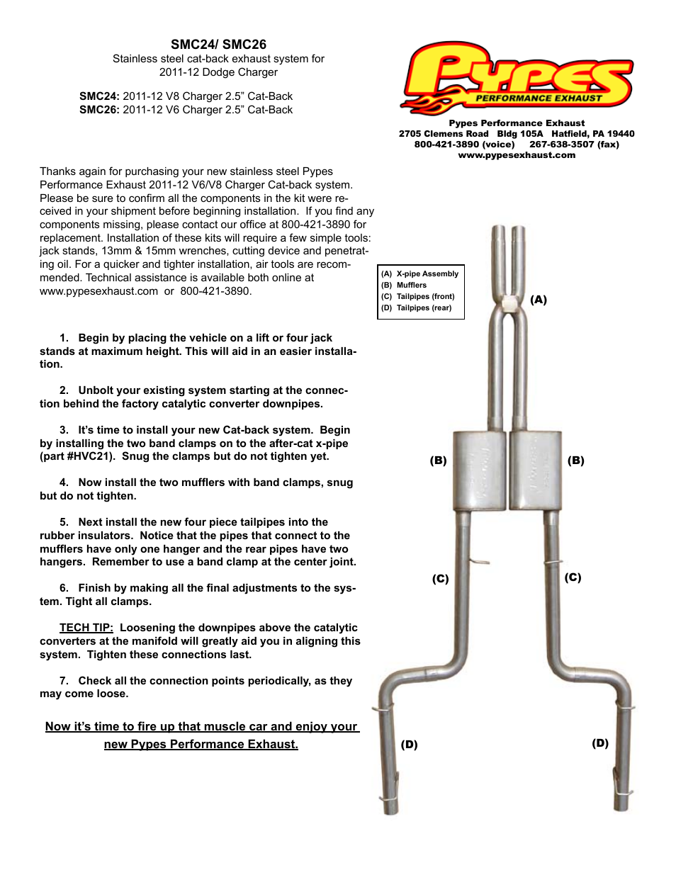 Pypes Performance Exhaust SMC26 User Manual | 1 page