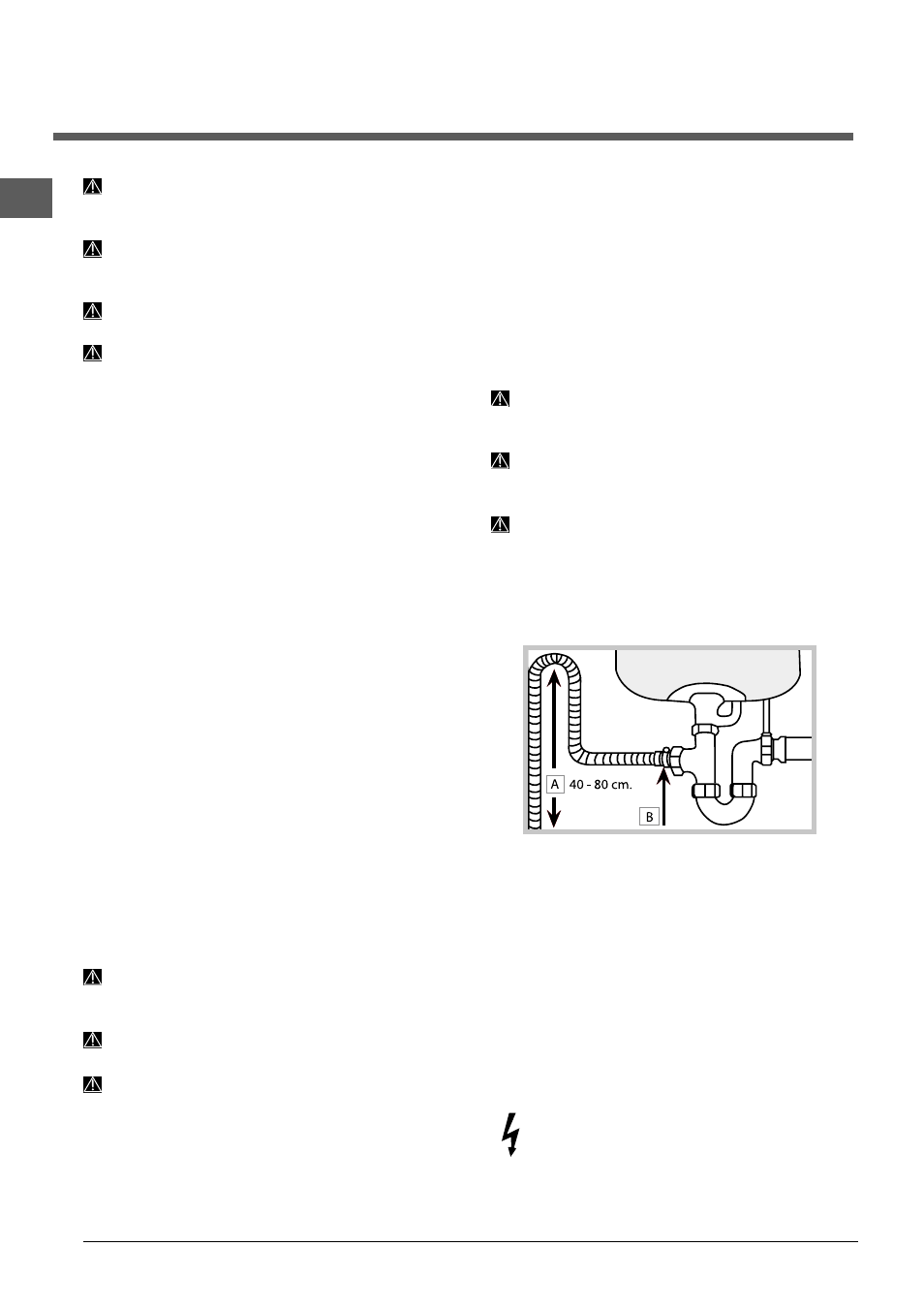 Installation, Mise en place et mise à niveau, Raccordements eau et électricité | Indesit DIF 04 User Manual | Page 24 / 80