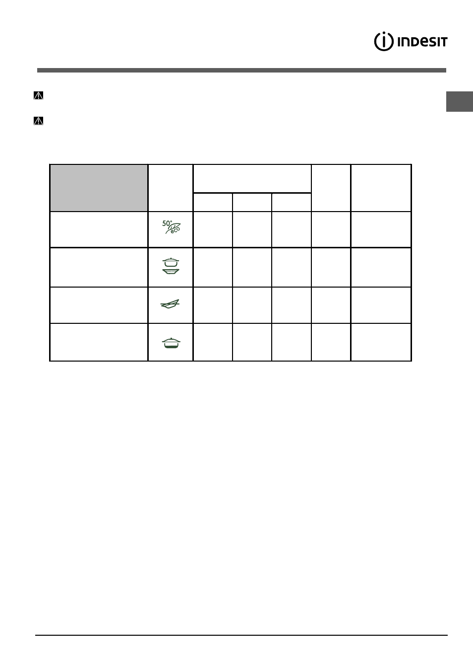 Programas | Indesit DIF 04 User Manual | Page 51 / 80