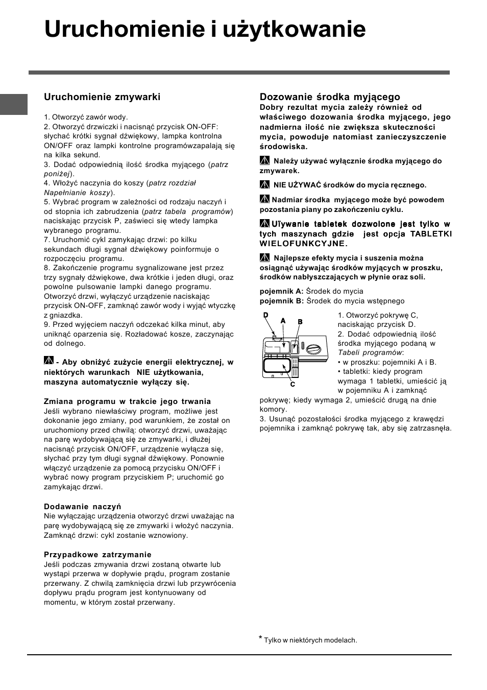 Uruchomienie i użytkowanie | Indesit DIF 04 User Manual | Page 72 / 80