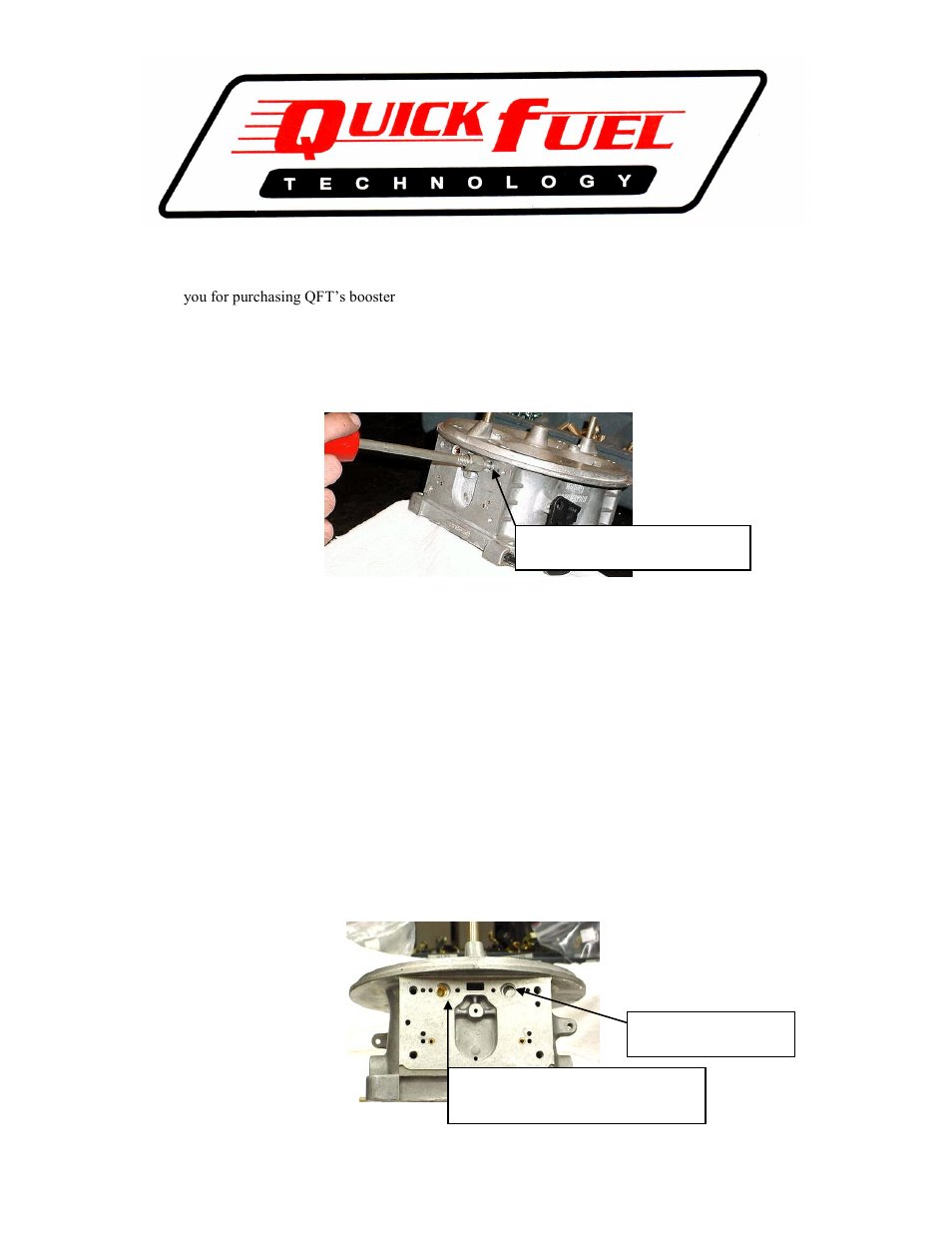 Quick Fuel Technology 4500 Booster Conversion Kit User Manual | 1 page