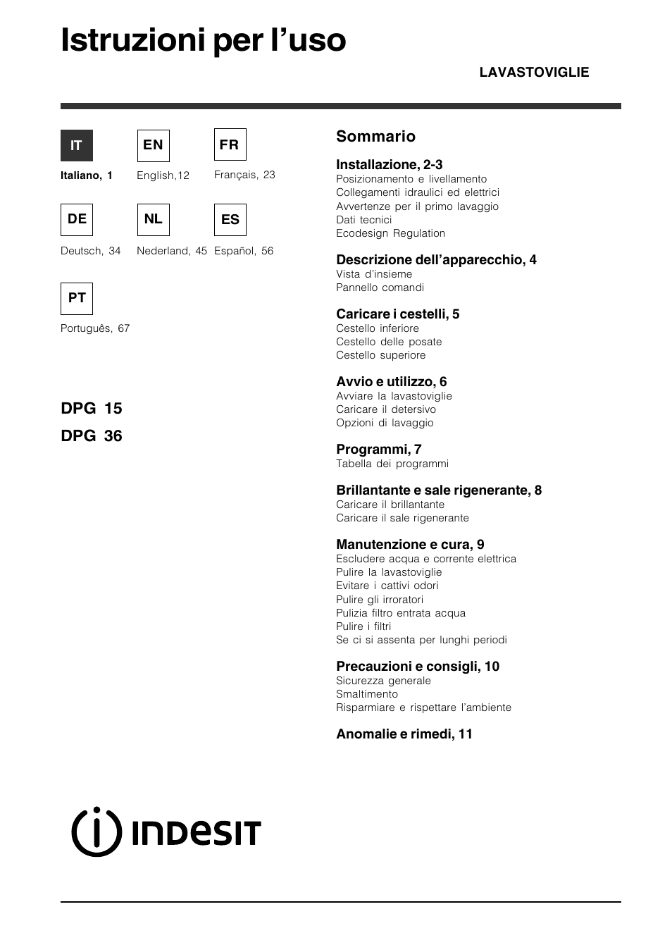 Indesit DPG 36 A IX User Manual | 80 pages