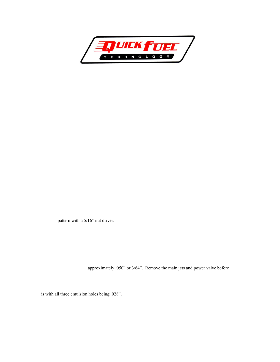 Quick Fuel Technology 34-133 Billet Secondary Metering Block Conversion Kit User Manual | 1 page