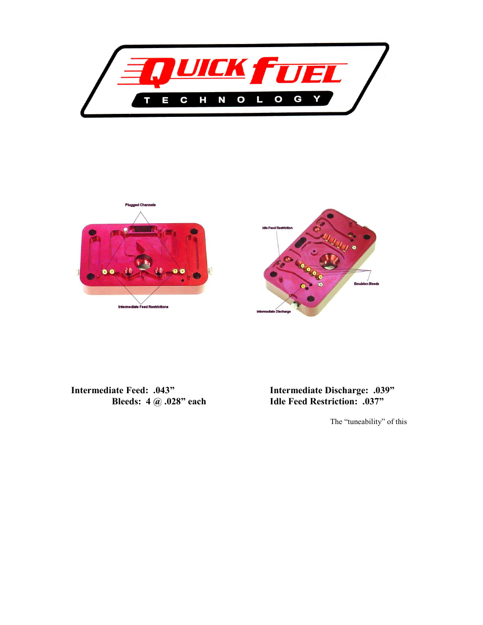 Quick Fuel Technology 3 Circuit Billet Metering Block User Manual | 1 page