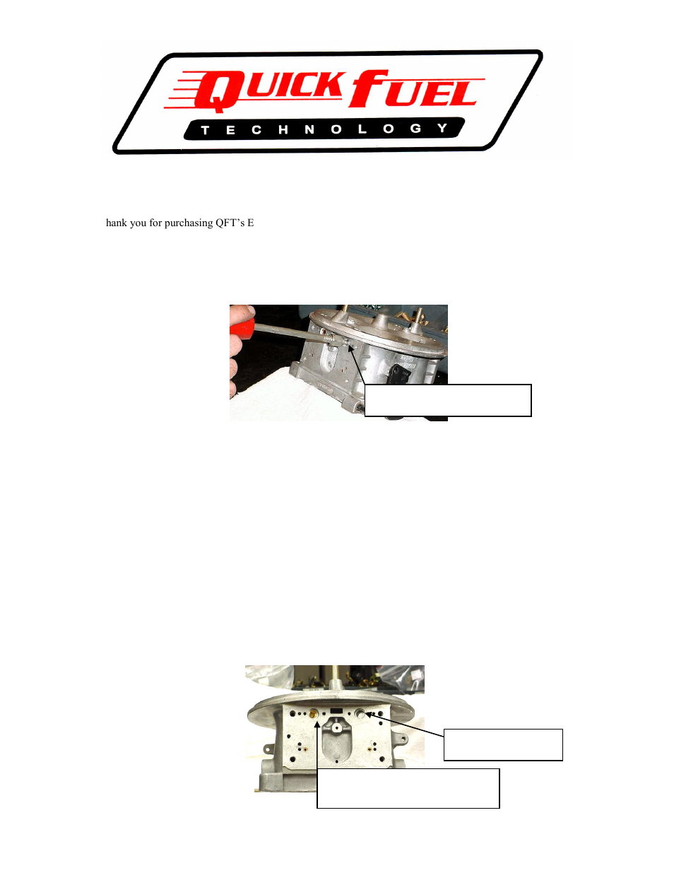 Quick Fuel Technology 4500 (Newer Style) E-85 Conversion Kit User Manual | 3 pages