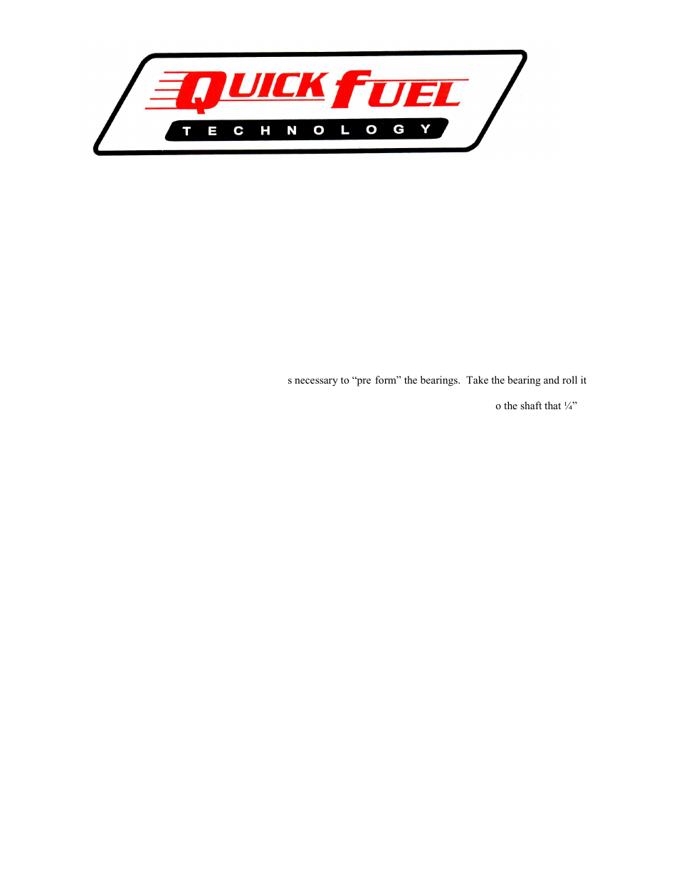 Quick Fuel Technology 10-6 High flow secondary throttle shaft kit User Manual | 1 page