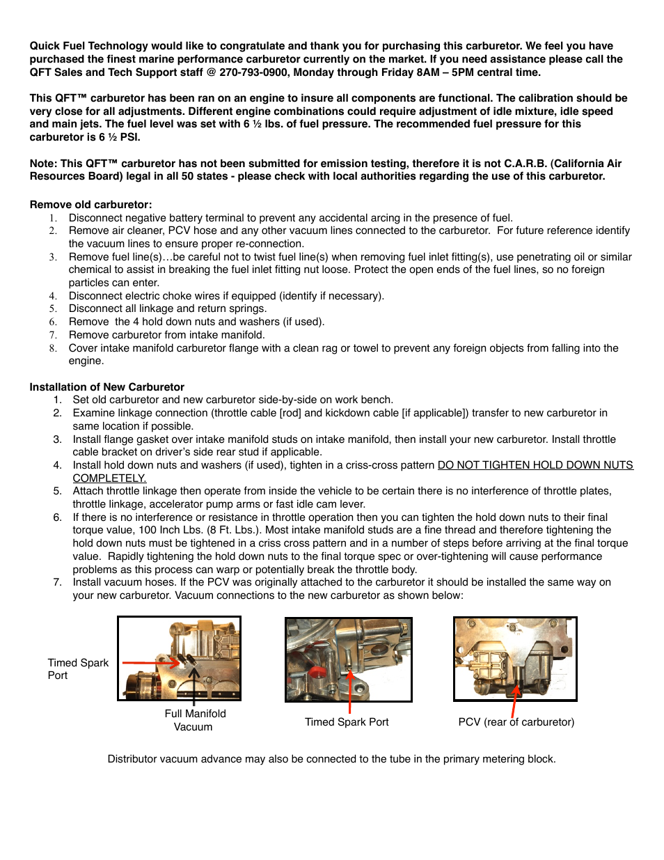 Quick Fuel Technology MARINE SERIES CARBURETORS User Manual | Page 2 / 4