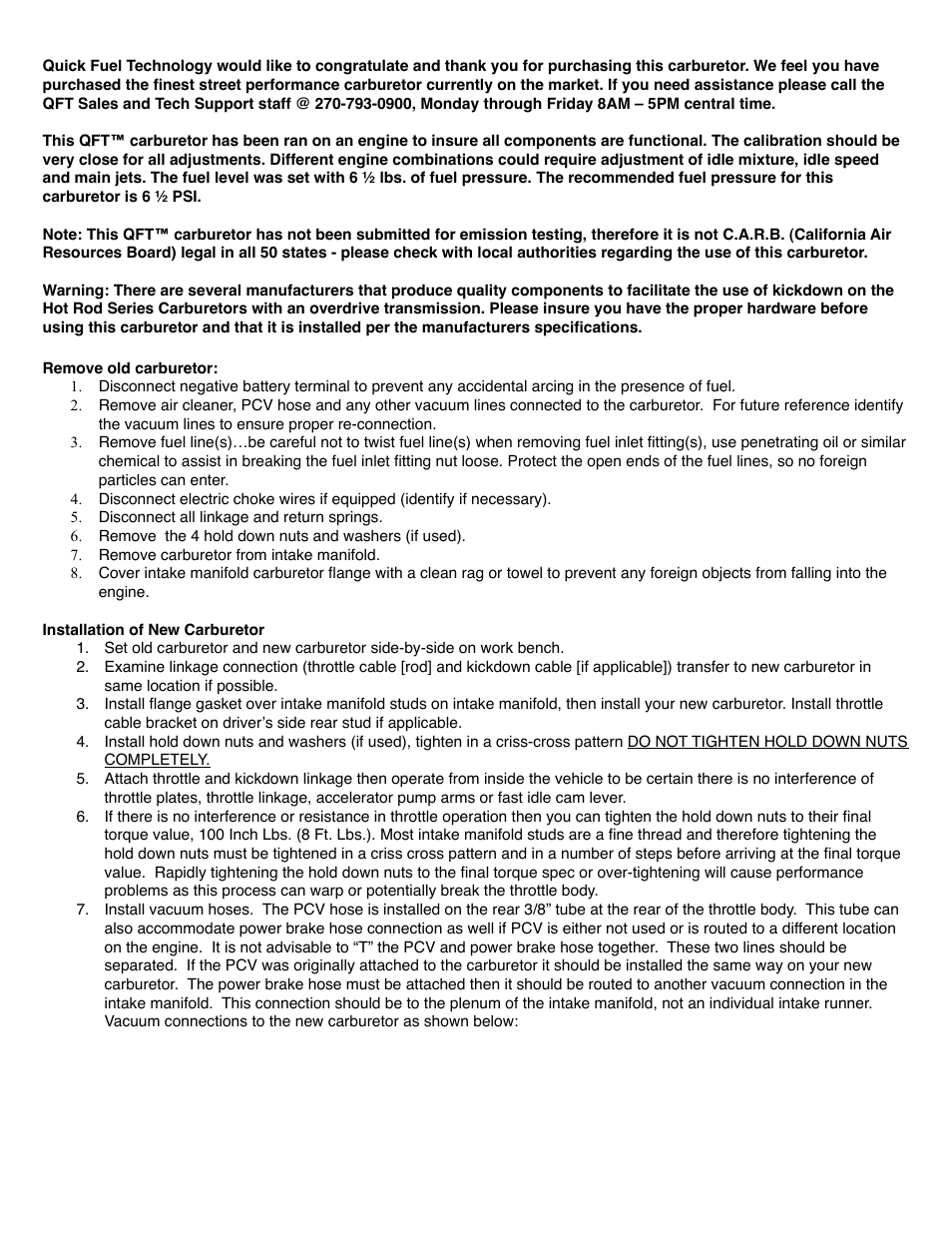 Quick Fuel Technology SUPER STREET SERIES CARBURETORS User Manual | Page 2 / 5