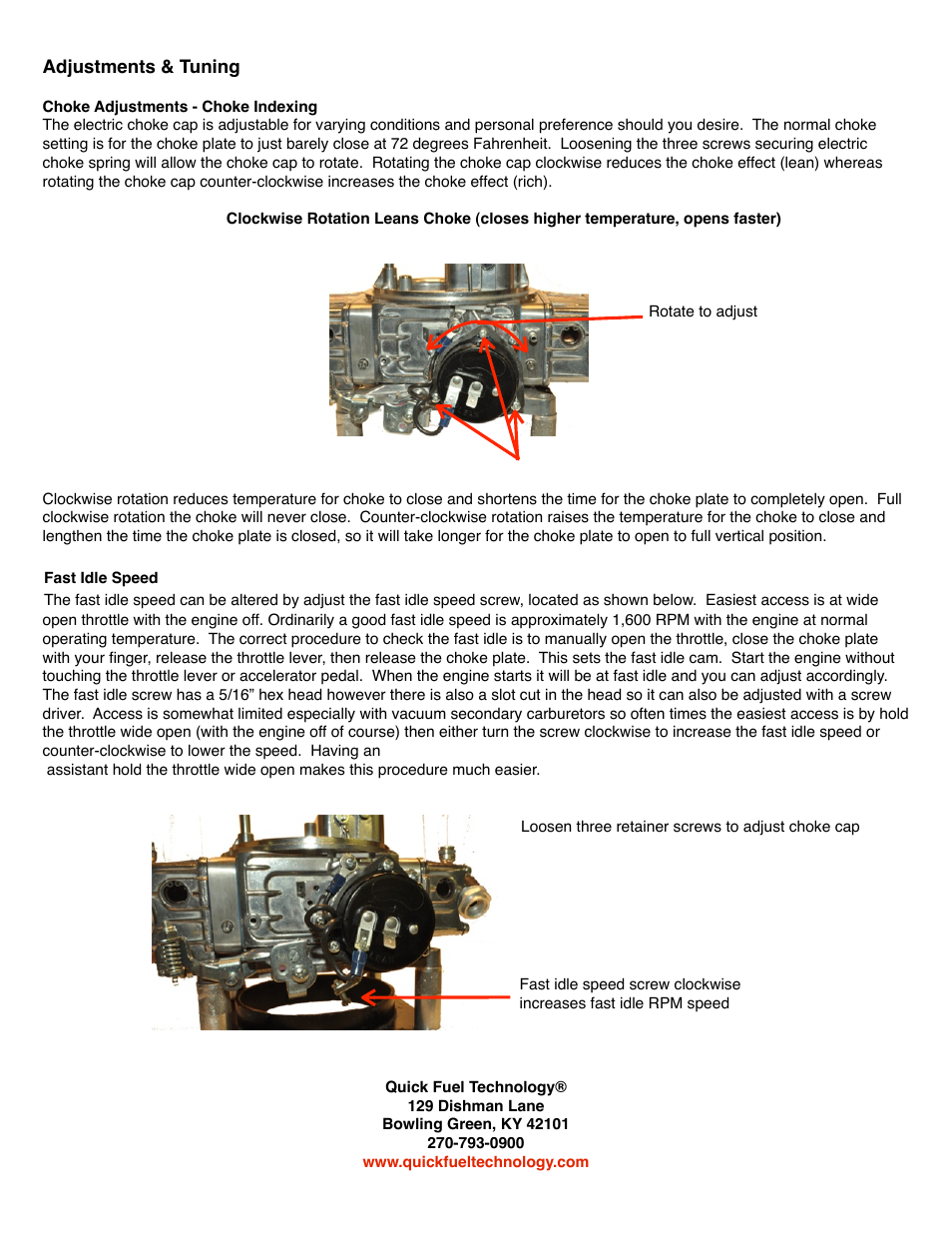 Quick Fuel Technology SUPER STREET SERIES CARBURETORS User Manual | Page 5 / 5